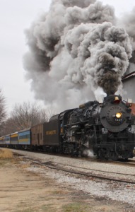 Photo of steam engine train on the move